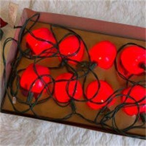 Vintage Silvestri Decorative Christmas Holiday Red Apple 10 Lights String